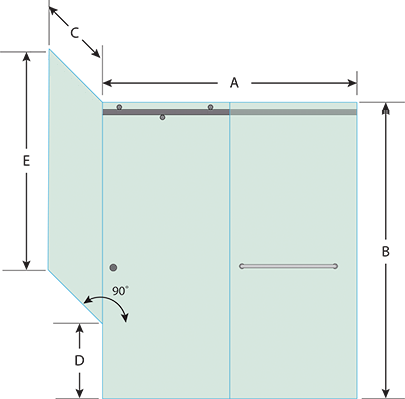 Right Open Quadro Sliding Corner Shower Door with Left Knee Wall