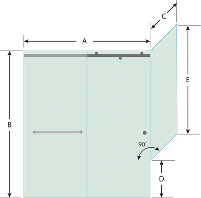 Left Open Quadro Sliding Shower Door with Right Knee Wall