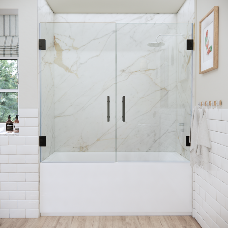 Double Dual Swinging Bathtub Doors | Dulles Glass