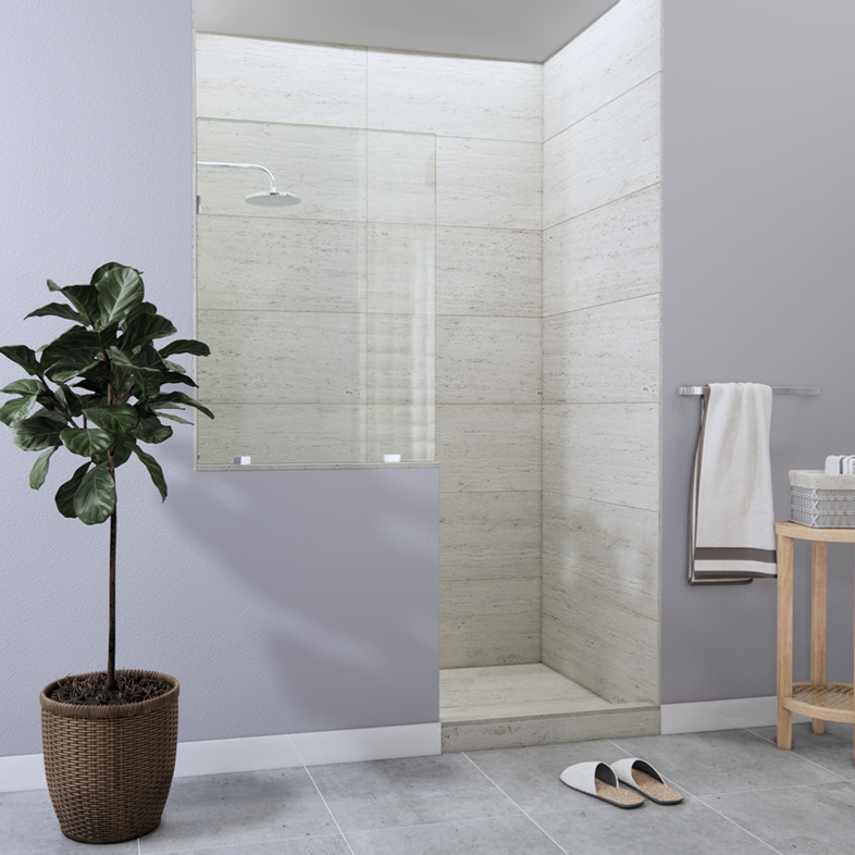 Right Open Single Shower Screen with left knee Wall
