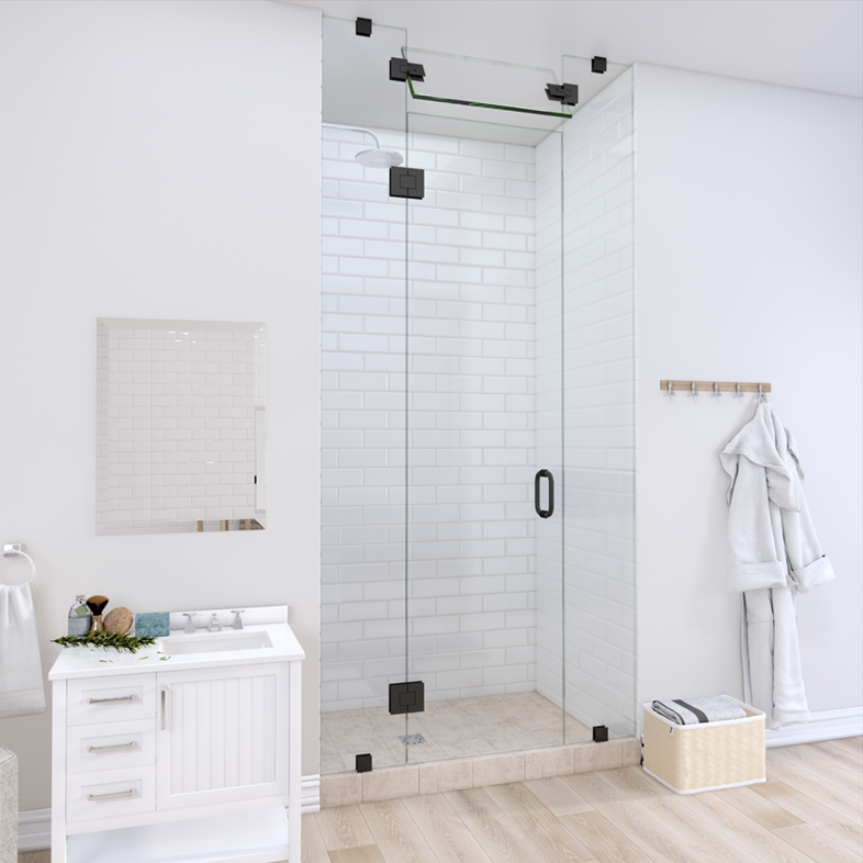 Right Open Door & Panel Shower Door with Steam Shower Transom