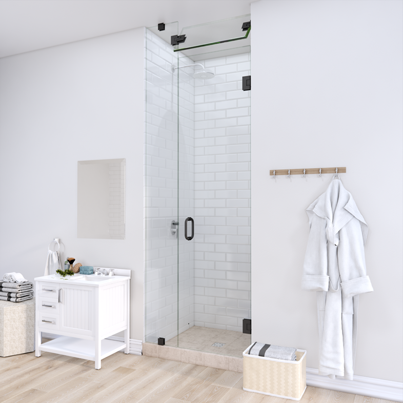 Left Open Door & Panel Shower Door with Steam Shower Transom