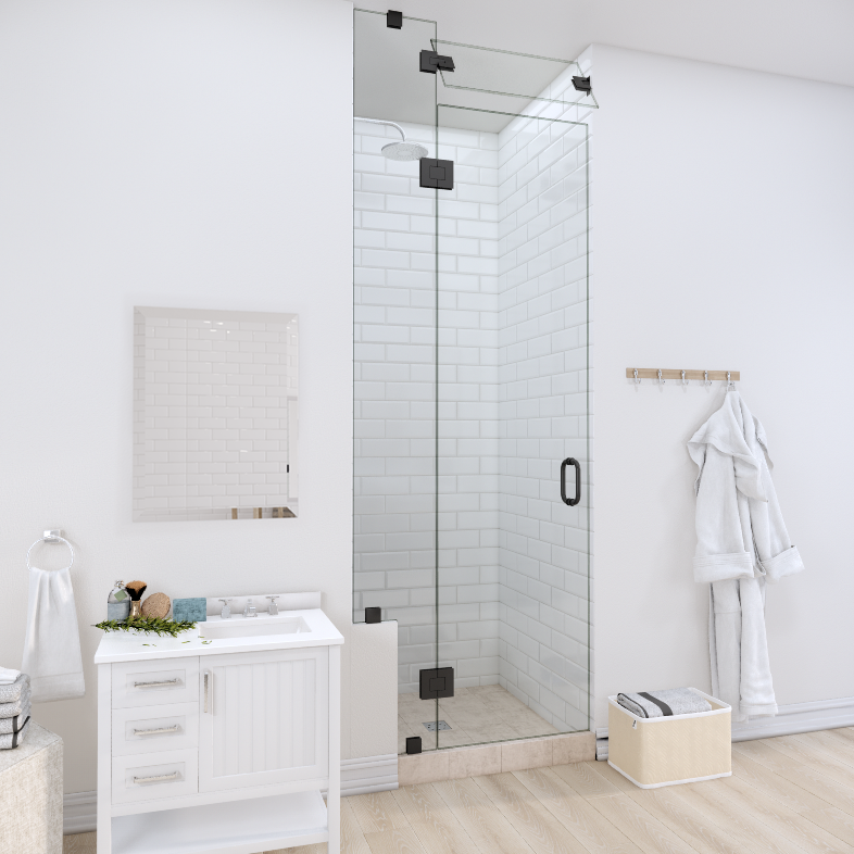 Right Open Door & Panel Shower Door with Left Knee Wall & Steam Shower Transom