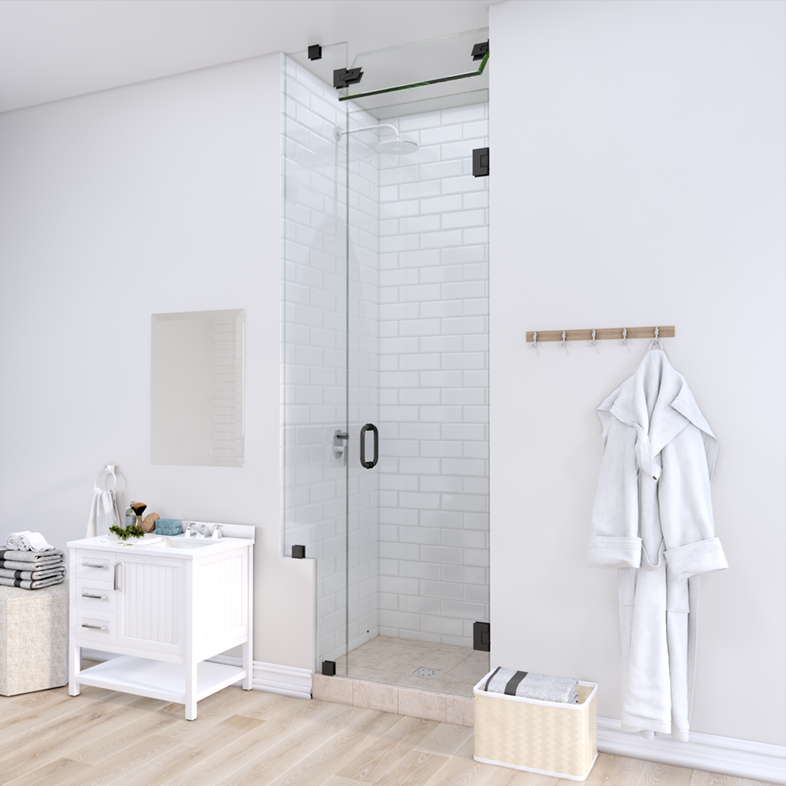 Left Open Door & Panel Shower Door with Left Knee Wall & Steam Shower Transom