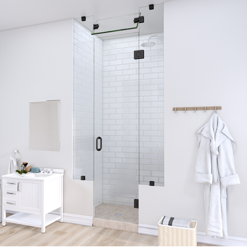 Right Open Door & Panel Shower Door with Two Knee Walls & Steam Shower Transom