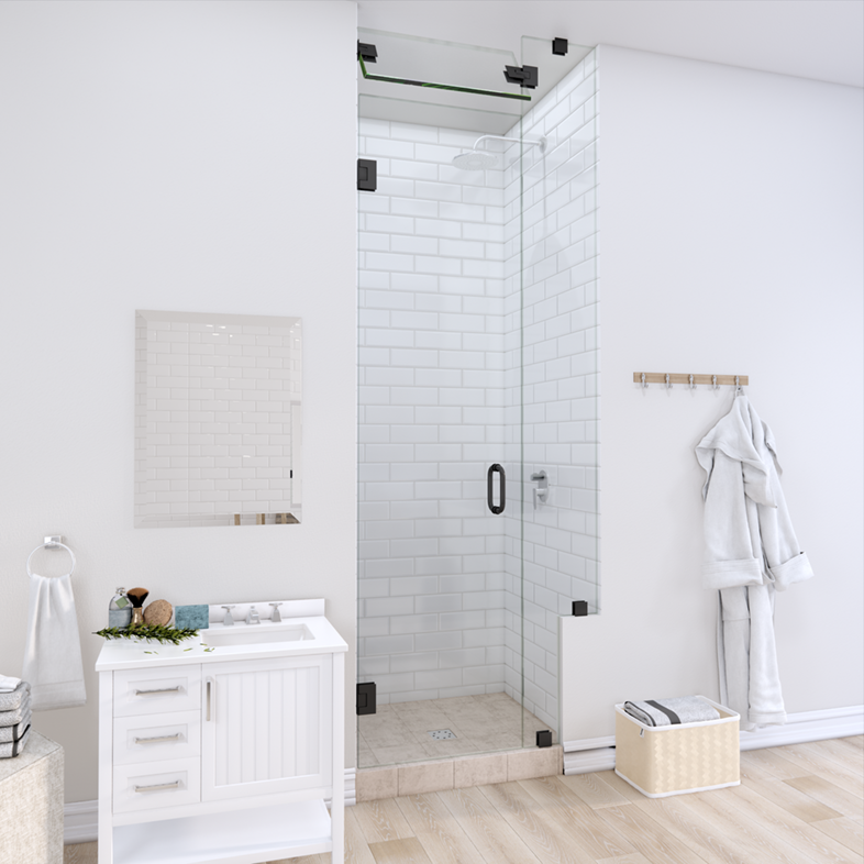 Right Open Door & Panel Shower Door with Right Knee Wall & Steam Shower Transom